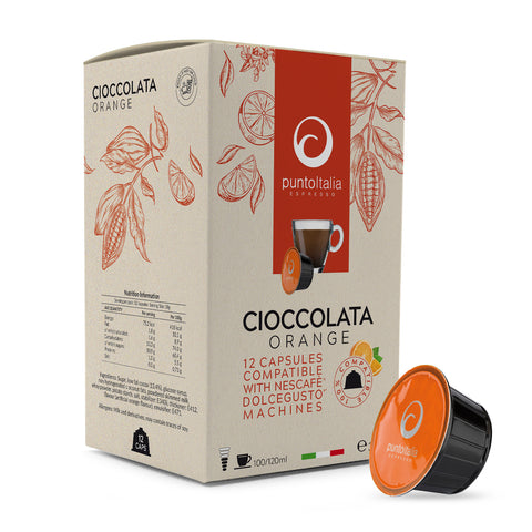 PUNTO ITALIA ESPRESSO CIOCCOLATA ORANGE NESCAFE® DOLCE GUSTO CHOCOLATE CAPSULES (12 CAPS PER BOX)